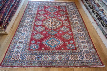 Hand-Knotted Kazak Rug From Afghanistan