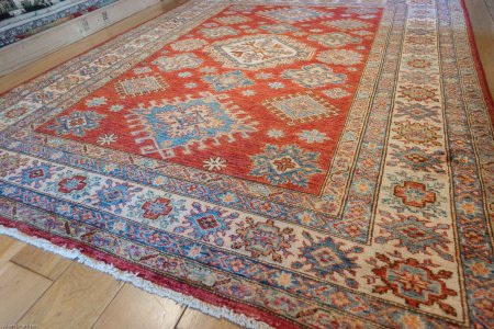 Hand-Knotted Kazak Rug From Afghanistan