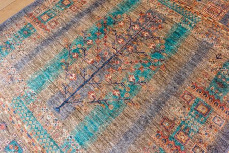 Hand-Knotted Khorjin Rug From Afghanistan