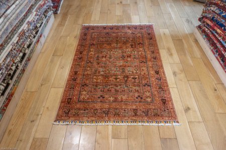 Hand-Knotted Khorjin Rug From Afghanistan