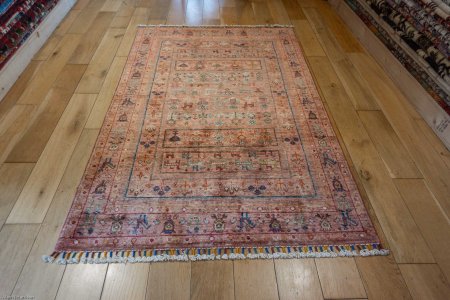 Hand-Knotted Khorjin Rug From Afghanistan