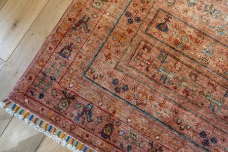 Hand-Knotted Khorjin Rug From Afghanistan