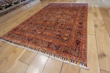 Hand-Knotted Khorjin Rug From Afghanistan