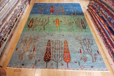Hand-Knotted Khorjin Rug From Afghanistan