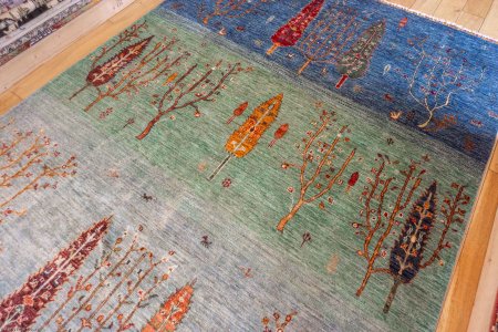 Hand-Knotted Khorjin Rug From Afghanistan