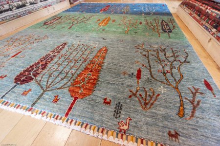 Hand-Knotted Khorjin Rug From Afghanistan