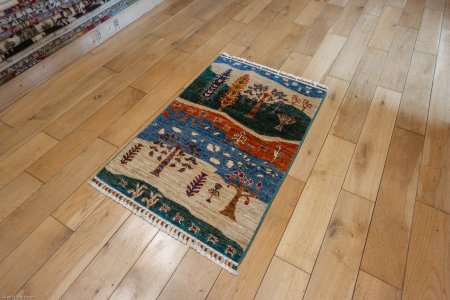 Hand-Knotted Khorjin Rug From Afghanistan