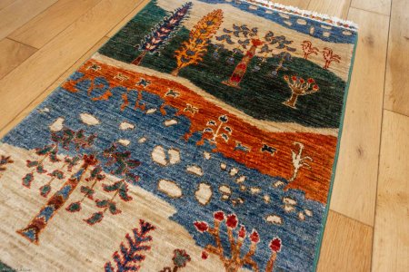 Hand-Knotted Khorjin Rug From Afghanistan