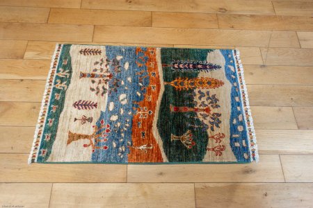 Hand-Knotted Khorjin Rug From Afghanistan