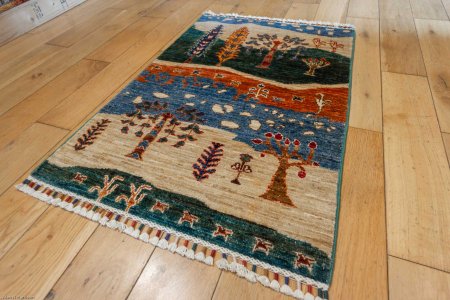 Hand-Knotted Khorjin Rug From Afghanistan