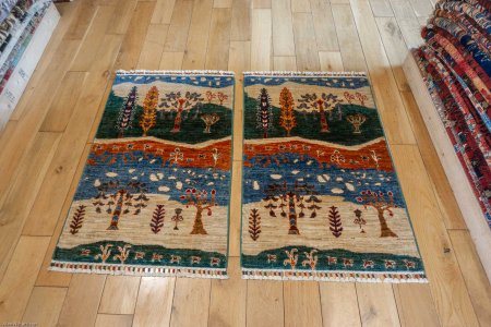 Hand-Knotted Khorjin Rug From Afghanistan