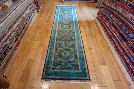 Hand-Knotted Fine Mamluk Runner From Afghanistan