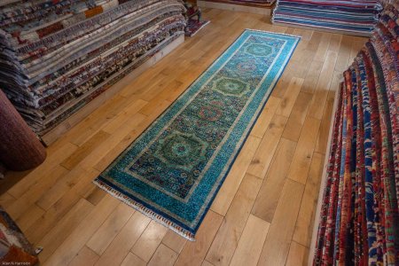 Hand-Knotted Fine Mamluk Runner From Afghanistan