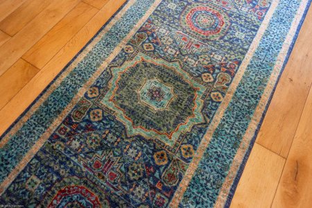 Hand-Knotted Fine Mamluk Runner From Afghanistan