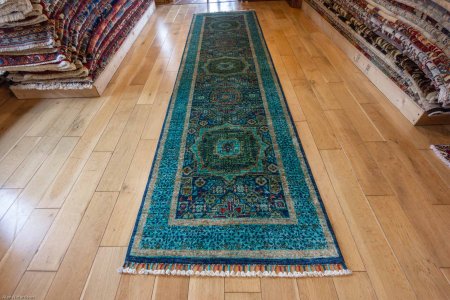 Hand-Knotted Fine Mamluk Runner From Afghanistan