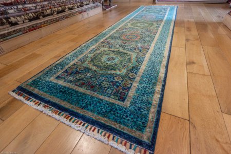 Hand-Knotted Fine Mamluk Runner From Afghanistan