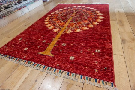 Hand-Knotted Tree Design Rug From Afghanistan
