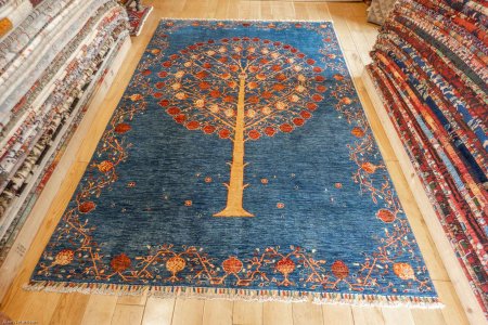 Hand-Knotted Tree Design Rug From Afghanistan