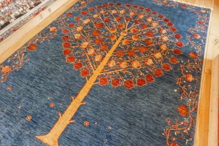 Hand-Knotted Tree Design Rug From Afghanistan
