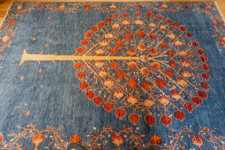 Hand-Knotted Tree Design Rug From Afghanistan