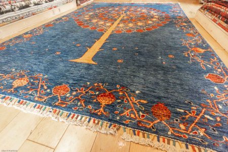 Hand-Knotted Tree Design Rug From Afghanistan