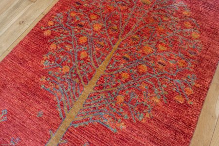 Hand-Knotted Tree Design Rug From Afghanistan