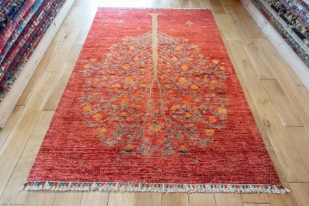 Hand-Knotted Tree Design Rug From Afghanistan