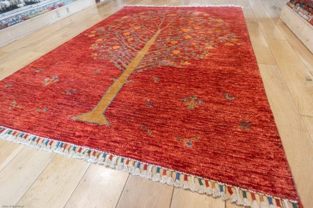 Hand-Knotted Tree Design Rug From Afghanistan
