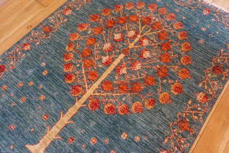 Hand-Knotted Tree Design Rug From Afghanistan