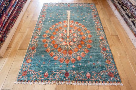 Hand-Knotted Tree Design Rug From Afghanistan
