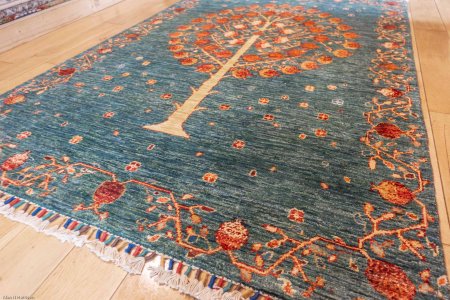Hand-Knotted Tree Design Rug From Afghanistan