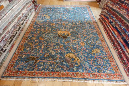 Hand-Knotted Tree Design Rug From Afghanistan