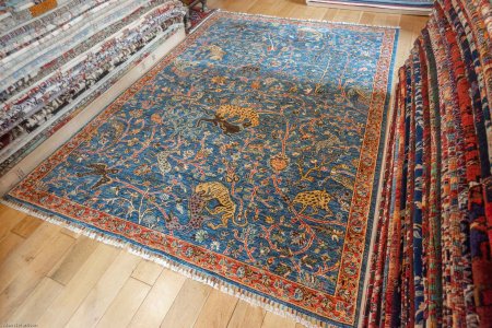 Hand-Knotted Tree Design Rug From Afghanistan