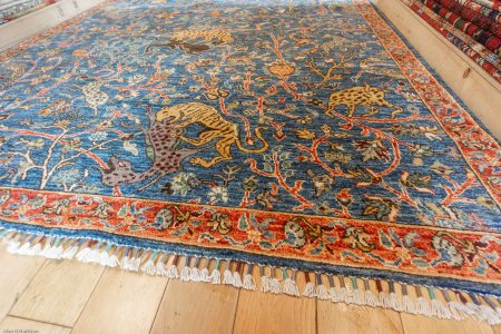 Hand-Knotted Tree Design Rug From Afghanistan