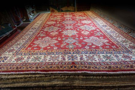 Hand-Knotted Kazak Rug From Afghanistan