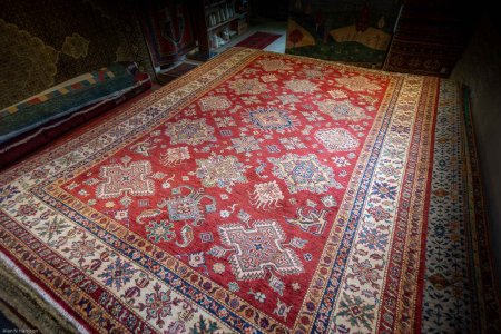 Hand-Knotted Kazak Rug From Afghanistan
