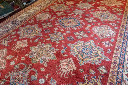 Hand-Knotted Kazak Rug From Afghanistan