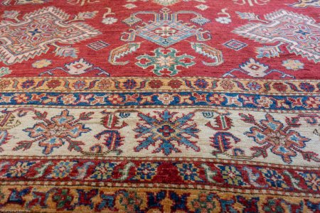 Hand-Knotted Kazak Rug From Afghanistan