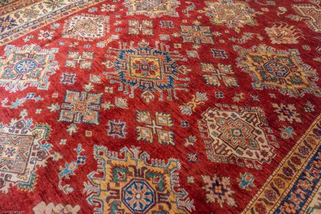 Hand-Knotted Kazak Rug From Afghanistan