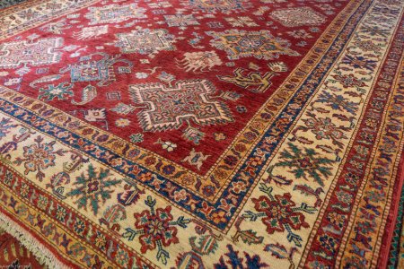 Hand-Knotted Kazak Rug From Afghanistan