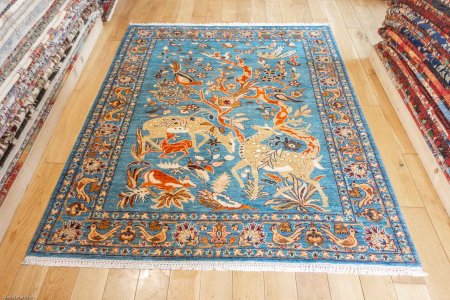 Hand-Knotted Tree Design Rug From Afghanistan