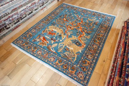 Hand-Knotted Tree Design Rug From Afghanistan