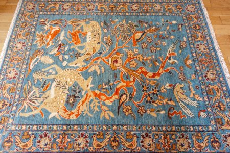 Hand-Knotted Tree Design Rug From Afghanistan