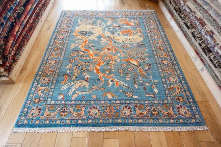 Hand-Knotted Tree Design Rug From Afghanistan
