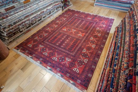 Hand-Knotted Fine Hatchli Rug From Afghanistan