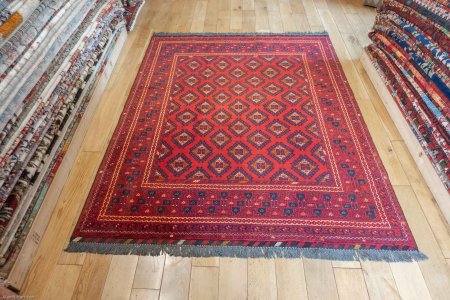 Hand-Knotted Kundoz Rug From Afghanistan
