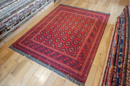 Hand-Knotted Kundoz Rug From Afghanistan