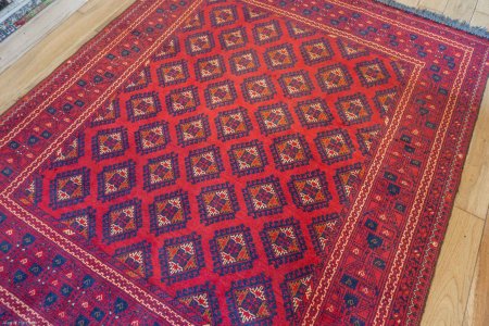 Hand-Knotted Kundoz Rug From Afghanistan