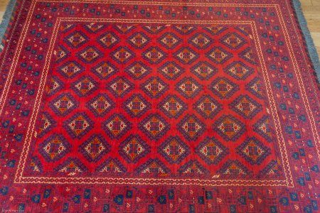 Hand-Knotted Kundoz Rug From Afghanistan