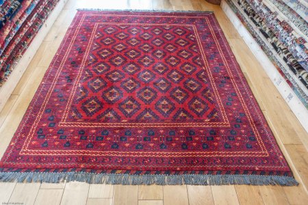 Hand-Knotted Kundoz Rug From Afghanistan